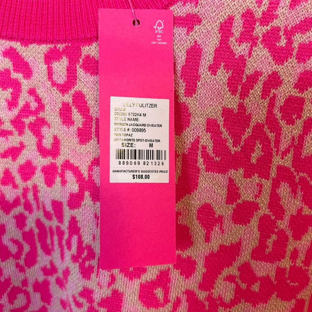Lilly Pulitzer Morgen Pink Leopard Sweater - Picture 3 of 4
